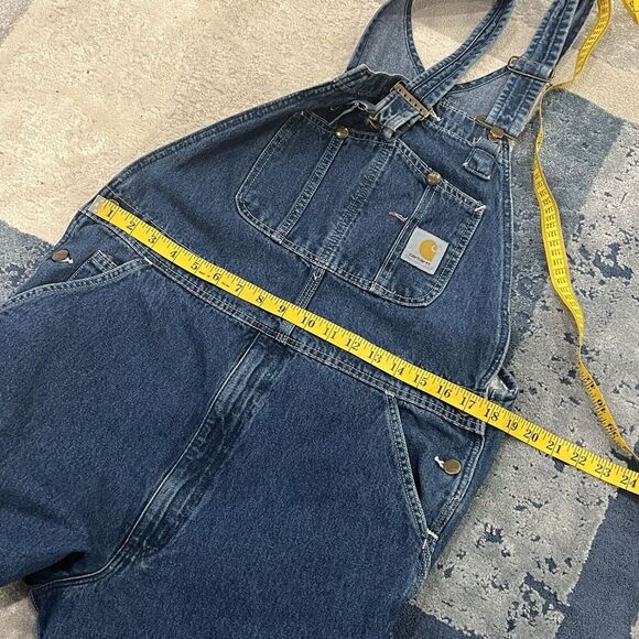 Carhartt Overalls Bib Mens Size 36x32 Workwear Carpenter Blue Denim Logo - Picture 6 of 16